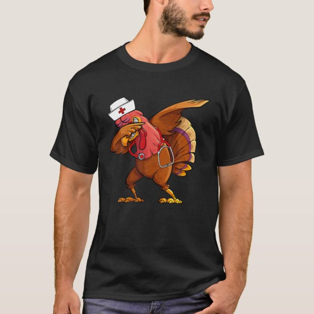 Thanksgiving Scrub Tops Turkey Dabbing Nurse Holid (Vorderseite)