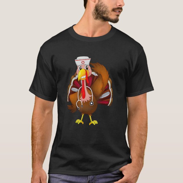 Thanksgiving Scrub Tops Women Turkey Nurse Holiday (Vorderseite)