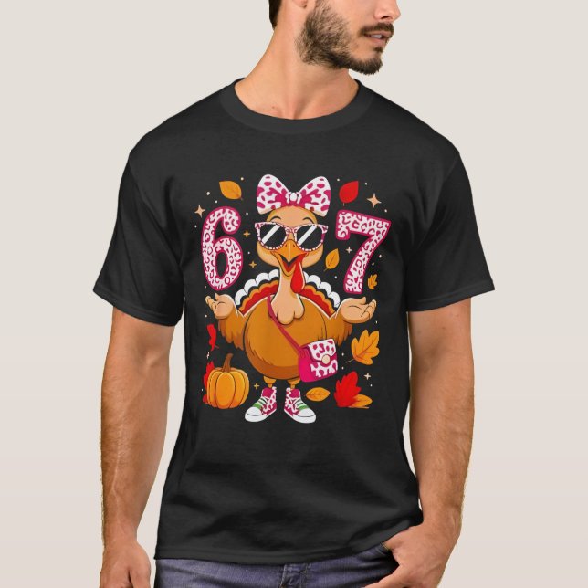 Thanksgiving Shirts for Women 6 7 Shirt Meme Leopa (Vorderseite)