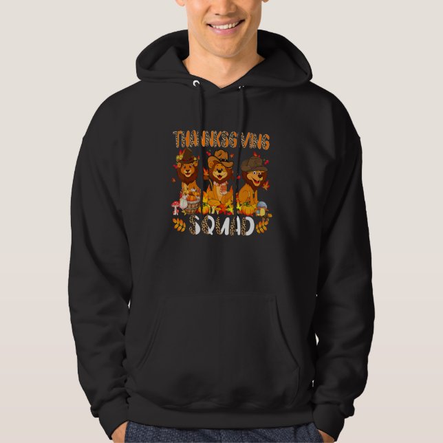 Thanksgiving Squad Leopard Three Fall Lions Wearin Hoodie (Vorderseite)
