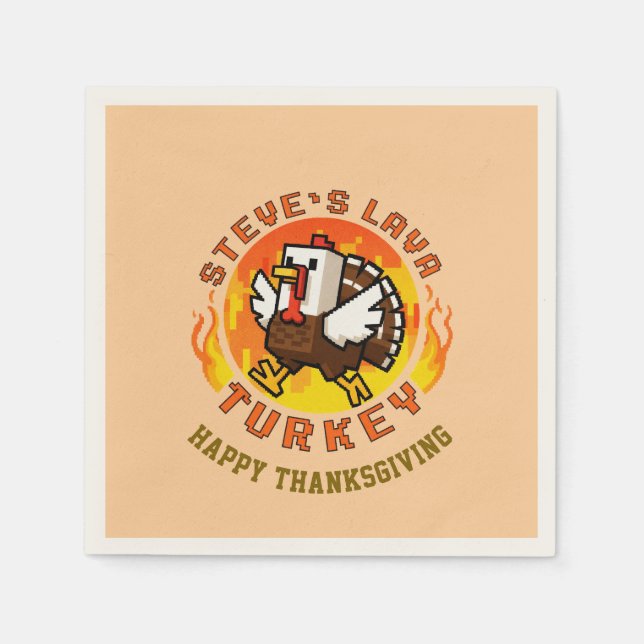 Thanksgiving Steve's Lava-Truthahn-Teller Serviette (Vorderseite)
