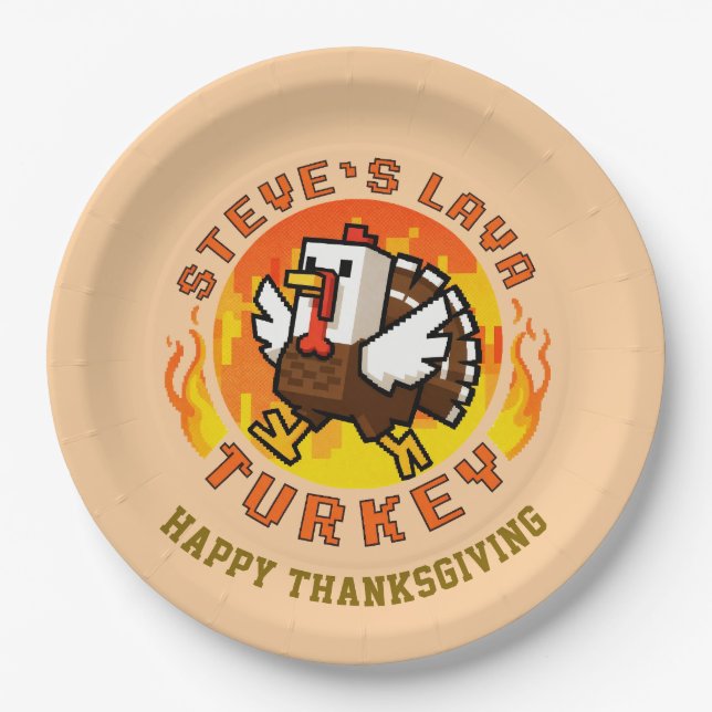 Thanksgiving Steve's Lava Turkey Plate Pappteller (Vorderseite)