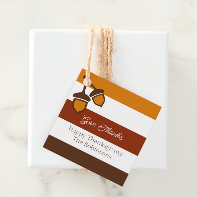 Thanksgiving Stripes and Acorns Geschenkanhänger (Beispiel)