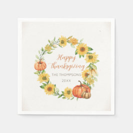 Thanksgiving Sunflowers and pumpkins Serviette