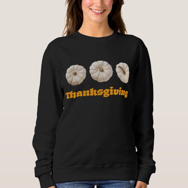 Thanksgiving Sweatshirt with White Pumpkins (Vorderseite)