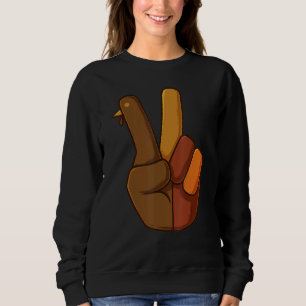 Thanksgiving Truthahn Hand Friedenszeichen Jungen  Sweatshirt