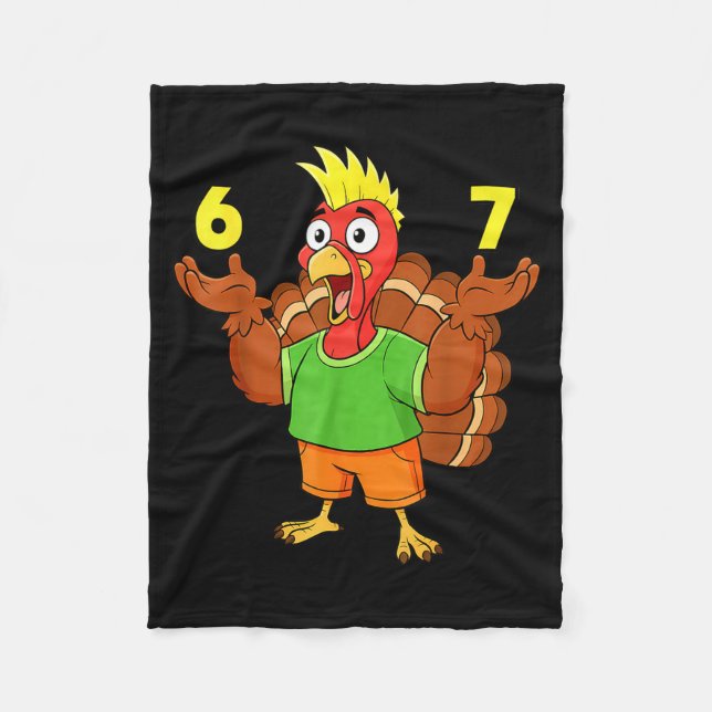Thanksgiving Turkey 67 Meme Funny Six Seven Humor  Fleecedecke (Vorderseite)