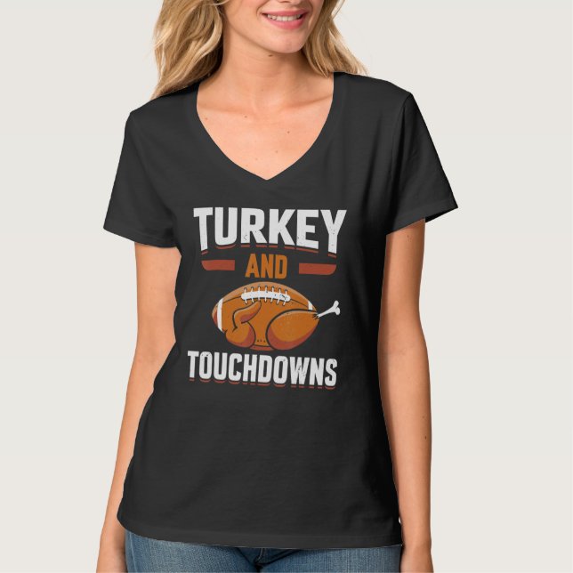 Thanksgiving Turkey and Touchdowns Football Men Bo T-Shirt (Vorderseite)