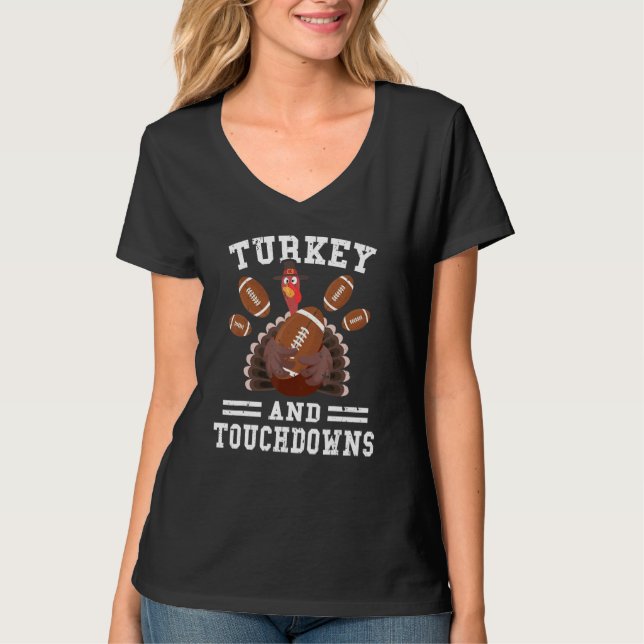Thanksgiving Turkey And Touchdowns Football Men Bo T-Shirt (Vorderseite)