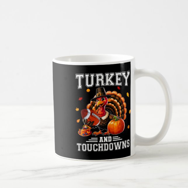 Thanksgiving Turkey And Touchdowns Footbyll Men Ki Kaffeetasse (Rechts)