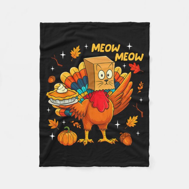 Thanksgiving Turkey Cat Meow Autumn Pumpkin Women  Fleecedecke (Vorderseite)