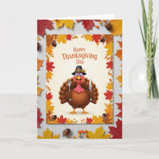 Thanksgiving Turkey Cheer — Festive Holiday Karte (Vorderseite)