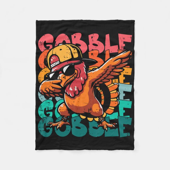 Thanksgiving Turkey Dab Gobble Funny Toddler Boys  Fleecedecke (Vorderseite)