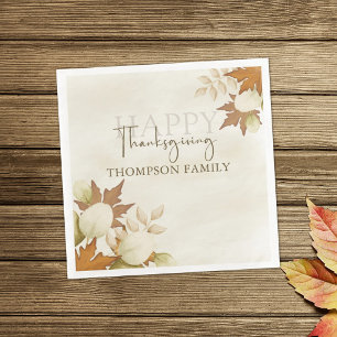 Thanksgiving Turkey Elegant Greenery Foliage Serviette
