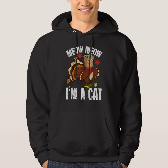 Thanksgiving  Turkey Fake Cat for Men Women Hoodie (Vorderseite)
