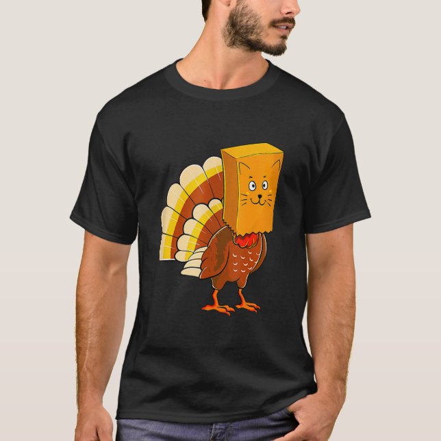 Thanksgiving Turkey Fake Cat Meow  Cat Thanksgivin T-Shirt (Vorderseite)