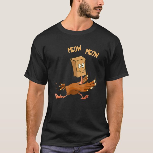 Thanksgiving Turkey Fake Cat Meow  Cat Thanksgivin T-Shirt (Vorderseite)