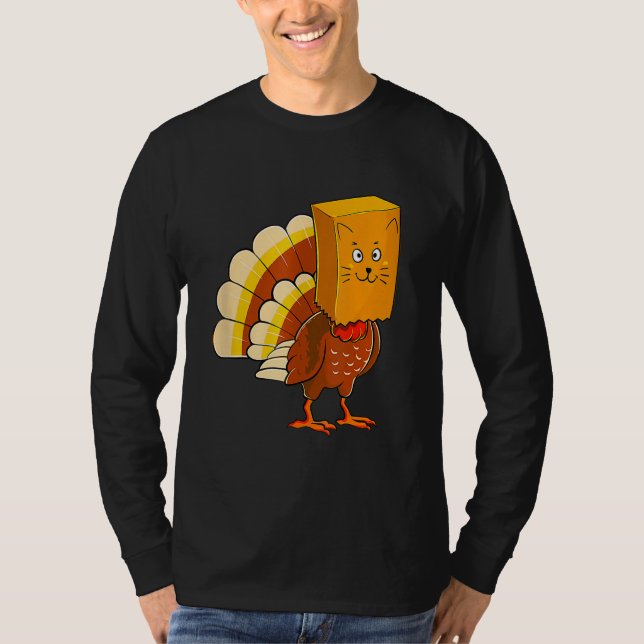 Thanksgiving Turkey Fake Cat Meow  Cat Thanksgivin T-Shirt (Vorderseite)