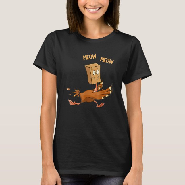 Thanksgiving Turkey Fake Cat Meow  Cat Thanksgivin T-Shirt (Vorderseite)