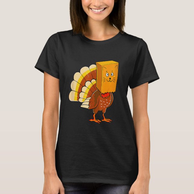Thanksgiving Turkey Fake Cat Meow  Cat Thanksgivin T-Shirt (Vorderseite)