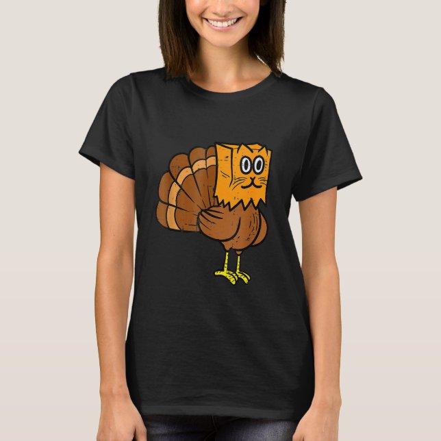 Thanksgiving Turkey Fake Cat Meow  Cat Thanksgivin T-Shirt (Vorderseite)