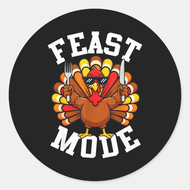 Thanksgiving Turkey Feast Mode Funny Fall Men Wome Runder Aufkleber (Vorderseite)