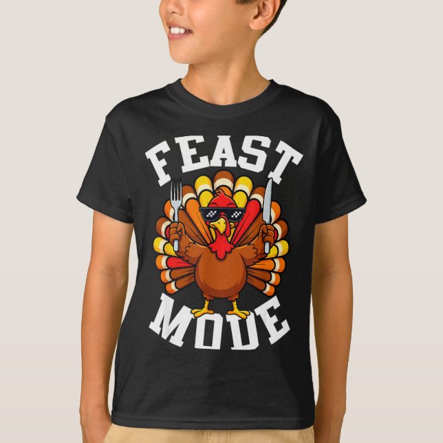 Thanksgiving Turkey Feast Mode Funny Fall Men Wome T-Shirt (Vorderseite)