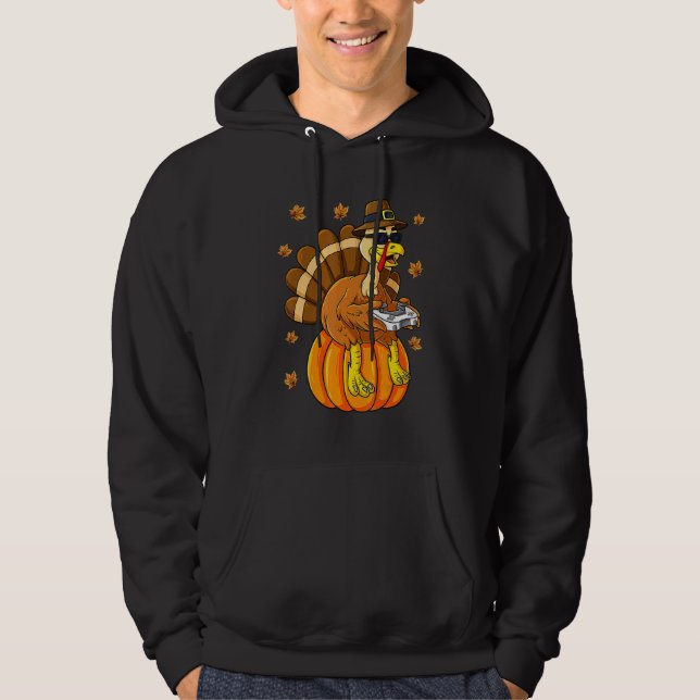 Thanksgiving Turkey Gamer Pumpkin Boys Kids Teens  Hoodie (Vorderseite)