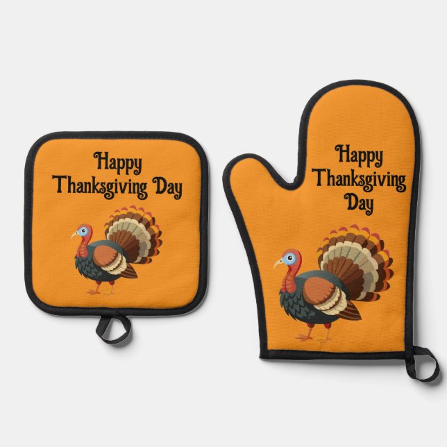 Thanksgiving Turkey  Ofenhandschuh & Topflappen-Set (Vorderseite)