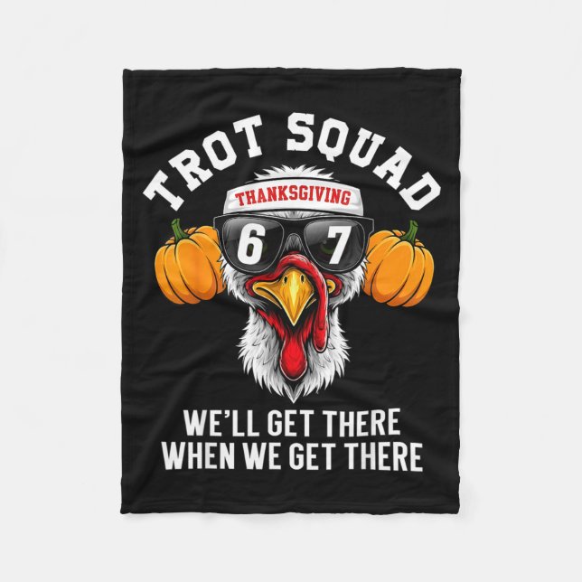 Thanksgiving Turkey Running Funny 67 Meme Trot Squ Fleecedecke (Vorderseite)