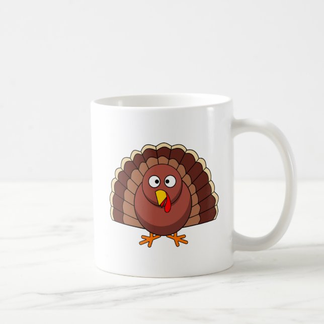 Thanksgiving Turkey With Pumpkin Cartoon Kaffeetasse (Rechts)