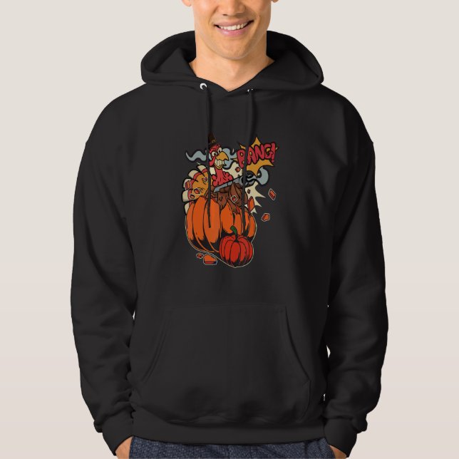 Thanksgiving Turkey with Pumpkin Shotgun 1 Hoodie (Vorderseite)