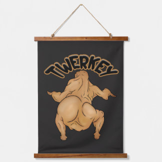 Thanksgiving Twerkey Wood Topped Wall Tapestry Wandteppich Mit Holzrahmen