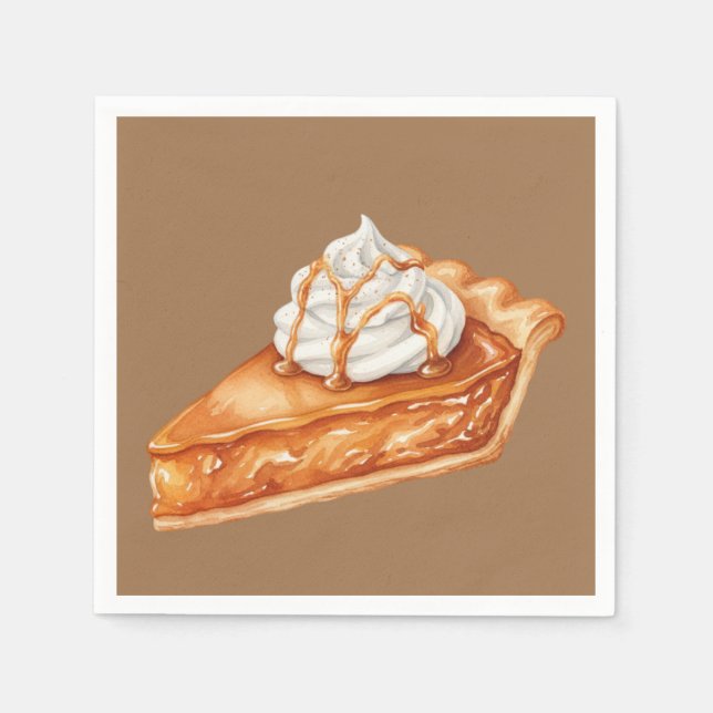 Thanksgiving-Wasserfarben-Kürbiskuchen  Serviette (Vorderseite)