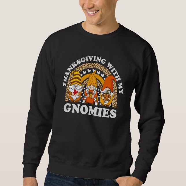 Thanksgiving With My Gnomies Autumn Gnomes Leopard Sweatshirt (Vorderseite)