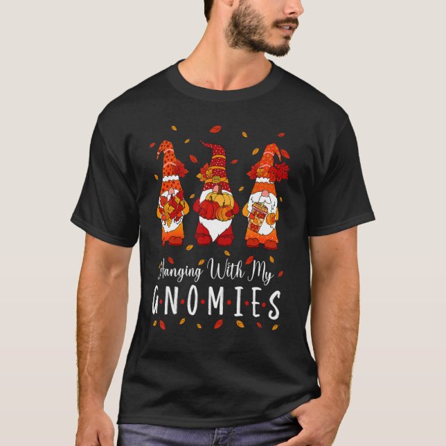 Thanksgiving With My Gnomies Fall  Autumn Gnome T-Shirt (Vorderseite)