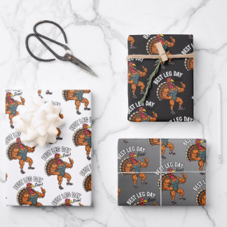 Thanksgiving Wrapping Paper Flat Sheet Set of 3 Geschenkpapier Set