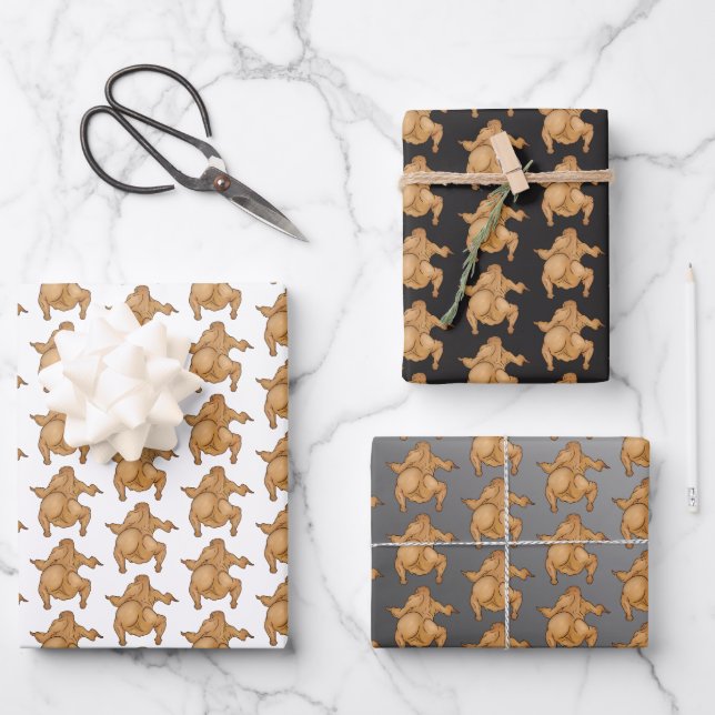 Thanksgiving Wrapping Paper Flat Sheet Set of 3 Geschenkpapier Set (Vorderseite)