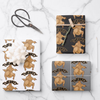 Thanksgiving Wrapping Paper Flat Sheet Set of 3 Geschenkpapier Set