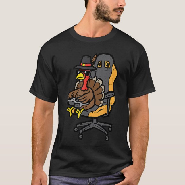Thanksgivingurkey Gaming Gamer Men Boys een Youth  T-Shirt (Vorderseite)