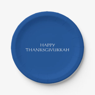 Thanksgivukkah blauer Erntedank Hanukkah Pappteller
