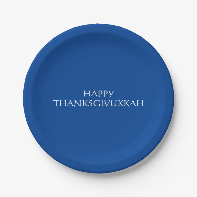 Thanksgivukkah blauer Erntedank Hanukkah Pappteller (Vorderseite)