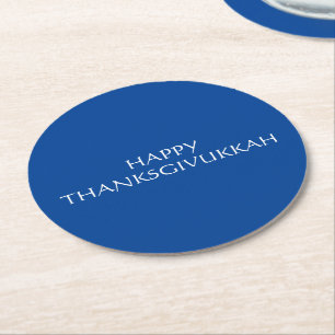 Thanksgivukkah blauer Erntedank Hanukkah Runder Pappuntersetzer