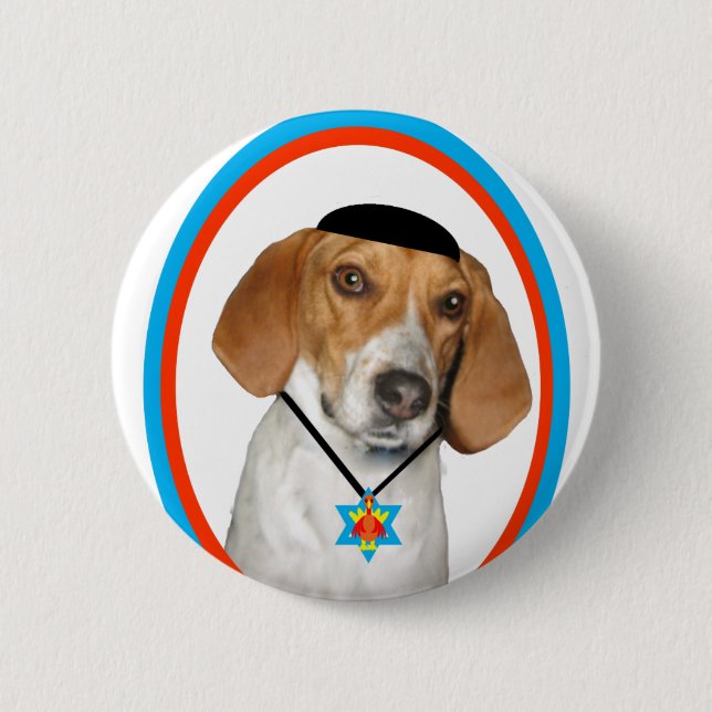 Thanksgivukkah lustiger Jagdhund mit Yamaka Button (Vorderseite)