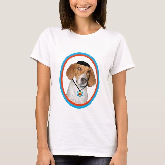 Thanksgivukkah lustiger Jagdhund mit Yamaka T-Shirt (Vorderseite)