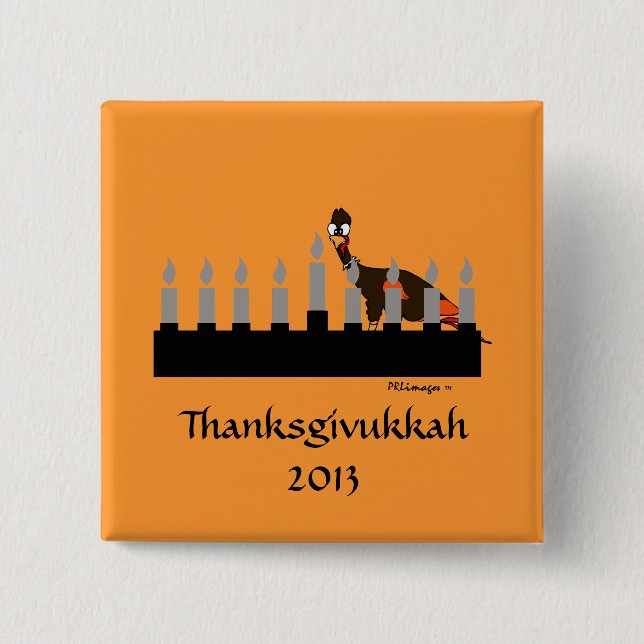Thanksgivukkah Menorah Knopf Button (Vorderseite)