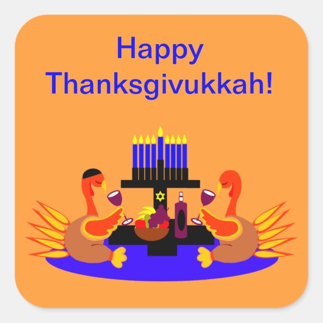 Thanksgivukkah Stickers Wein Toasting Truthähne (Vorderseite)