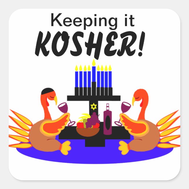 Thanksgivukkah Stickers Wein Toasting Truthähne (Vorderseite)