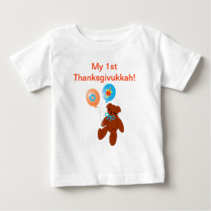 Thanksgivukkah T-Shirt Teddybär mit Ballonen