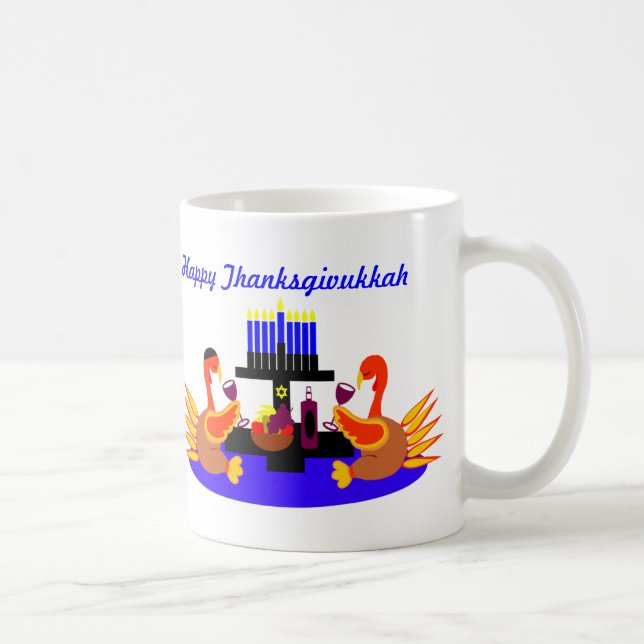 Thanksgivukkah Tassen-lustige Röstentruthähne Kaffeetasse (Rechts)
